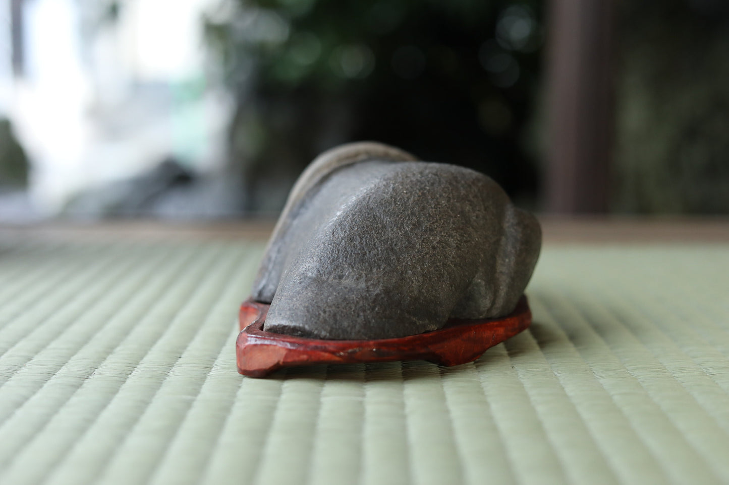 Japanese old "SUISEKI", scholars stone, indoor viewing stone, block shaped, with a hand carved pedestal Power stone H2.7 x W7.4in