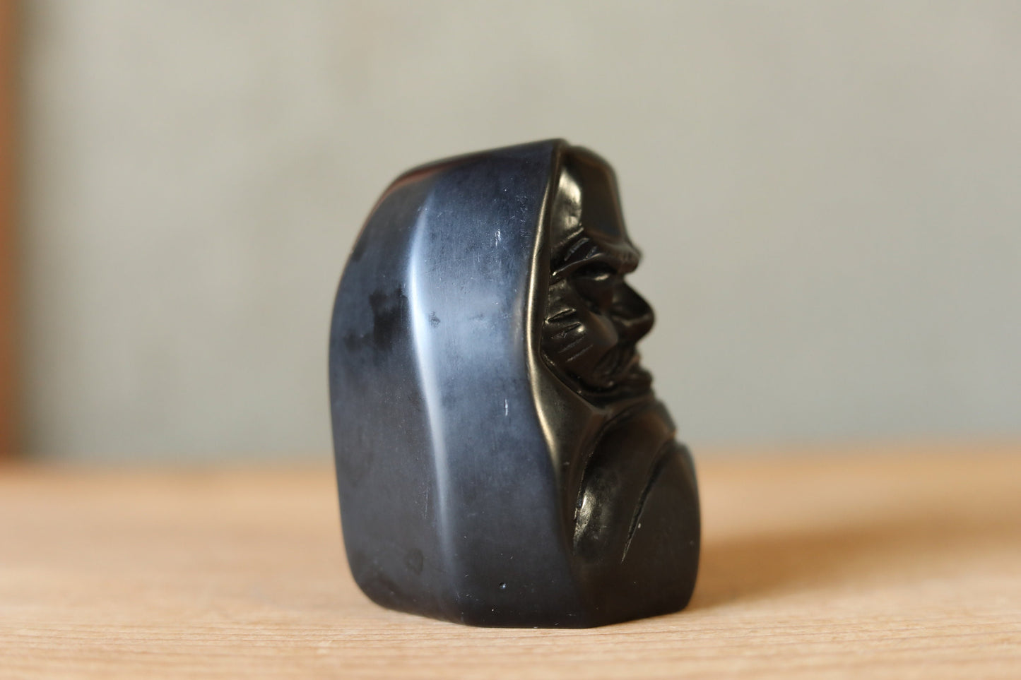 Japanese doll Figurine of traditional Japanese character DARUMA 那智黒Nachiguro black stone, paper weight H3.1×2.5in/H8×6.3cm
