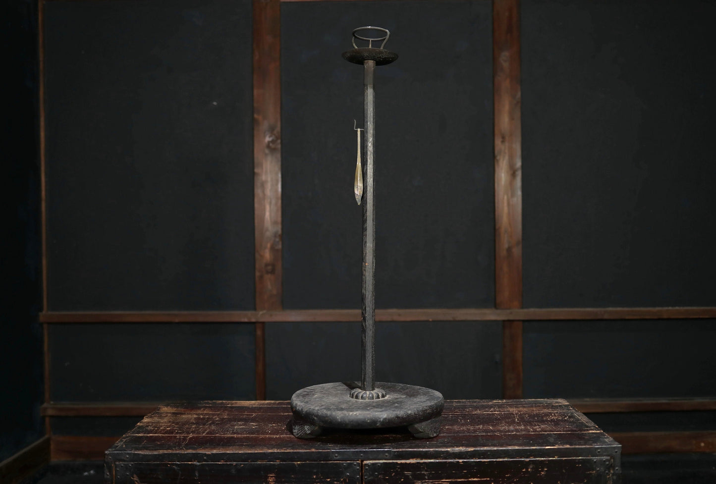LARGE! Japanese Antique furniture 1800s EDO wooden candle stand tall Candlestick Lantern Shokudai wooden hand craftH31.9in/H81cm