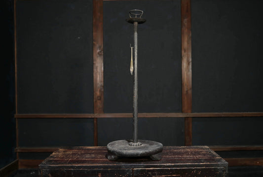 LARGE! Japanese Antique furniture 1800s EDO wooden candle stand tall Candlestick Lantern Shokudai wooden hand craftH31.9in/H81cm