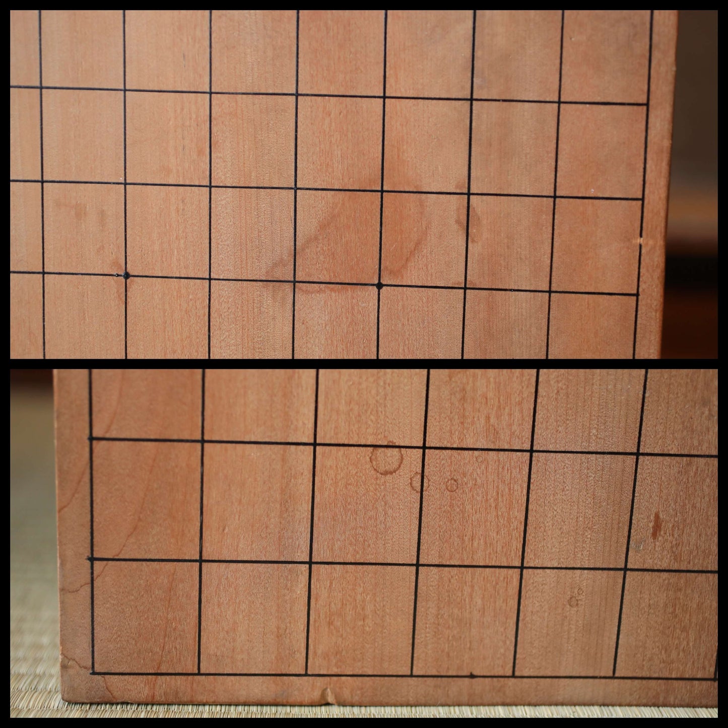 Japanese furniture antique SHOGI playing table curved out of one wood, with pieces ready to play, H8.5in×W14.1in/H21.5×35.7cm