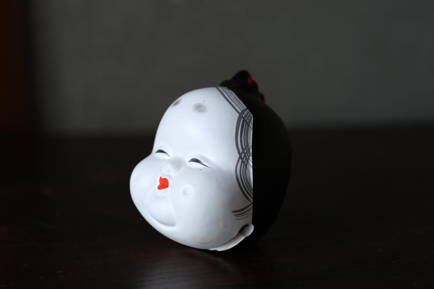 Japanese vintage pottery bell OKAME woman face smile doll ornament Paper weight, Christmas Ornaments Japanese vintage small bell H3in/H7.5cm