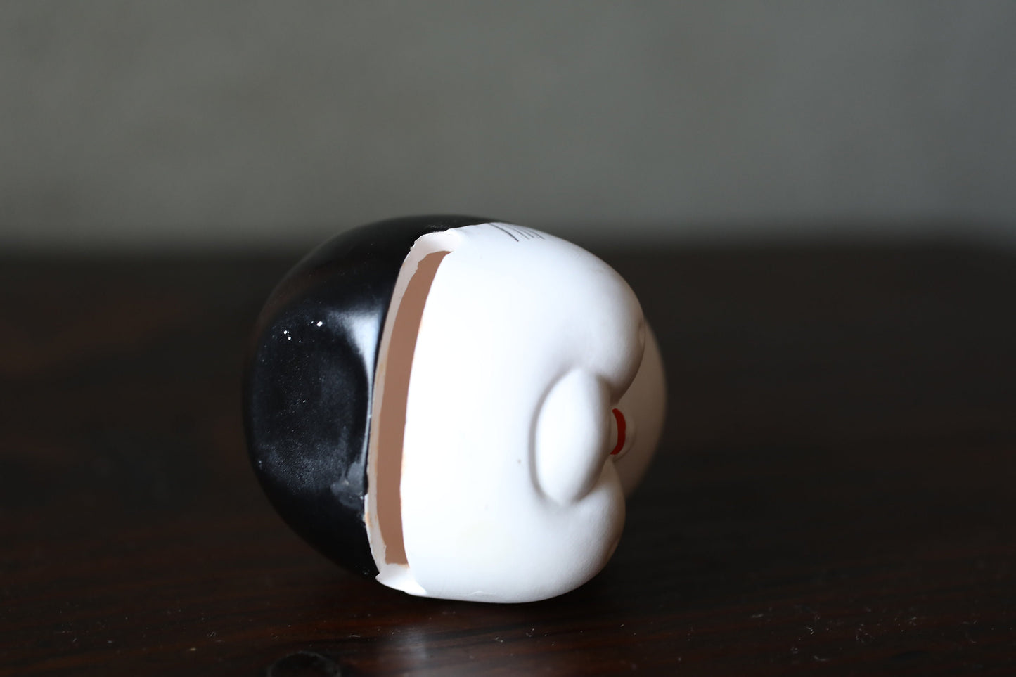 Japanese vintage pottery bell OKAME woman face smile doll ornament Paper weight, Christmas Ornaments Japanese vintage small bell H3in/H7.5cm