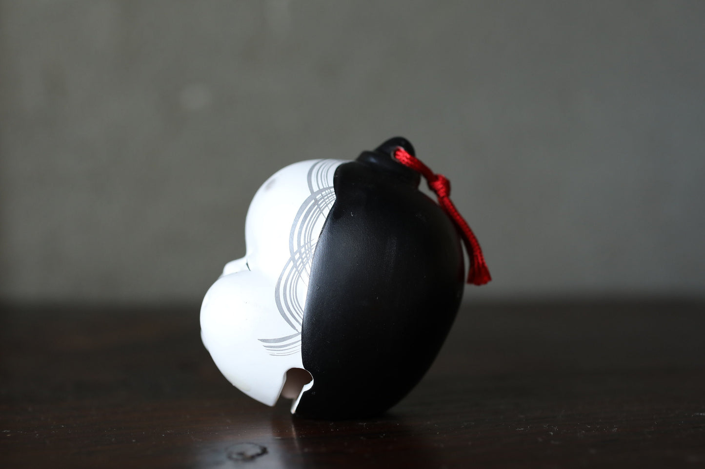 Japanese vintage pottery bell OKAME woman face smile doll ornament Paper weight, Christmas Ornaments Japanese vintage small bell H3in/H7.5cm