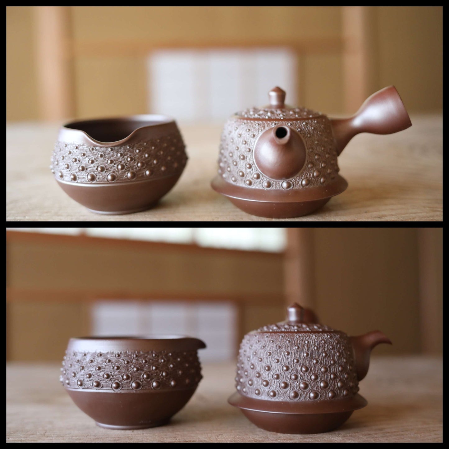FINE! Japanese vintage ceramic BANKO kiln tea set, pot, 5cups, waste-water-container with Kanji signature SENCHA tableware Tea ceremony