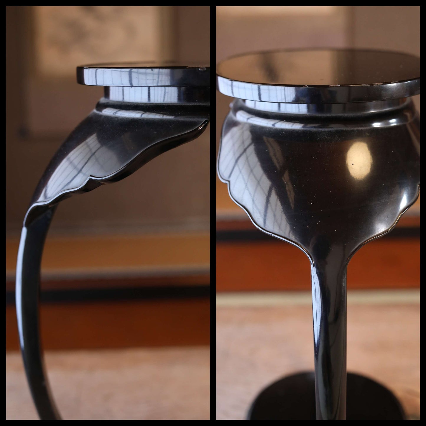 Large! Japanese furniture Wooden pedestal Decoration Stand antique black wood utensil for tea ceremony ikebana bonsai 1920sH17.1in/H36.5cm