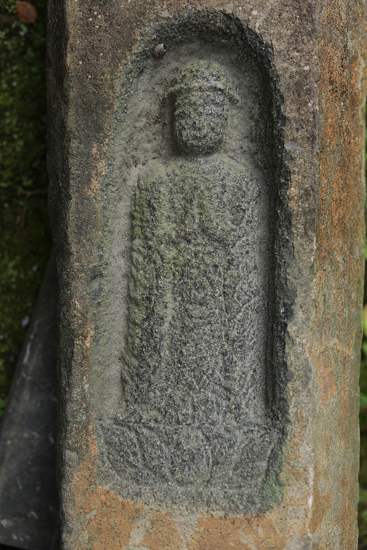 Large! Japanese antique 1800s garden stone sculpture statue of Buddha, temple garden outdoor furniture, religious statue H31.9in/H81cm