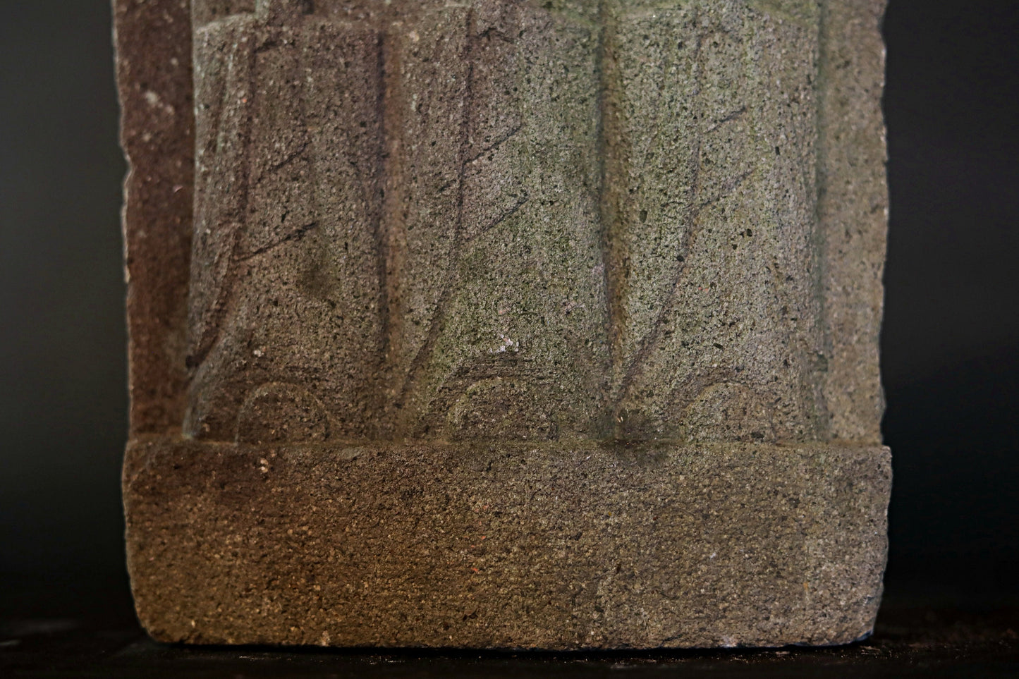 Japanese antique 1700s stone sculpture of 3 Jizo, Ksitigarbha-bodhisattva from buddhist garden furniture, religious statue H17.1in/H43.5cm