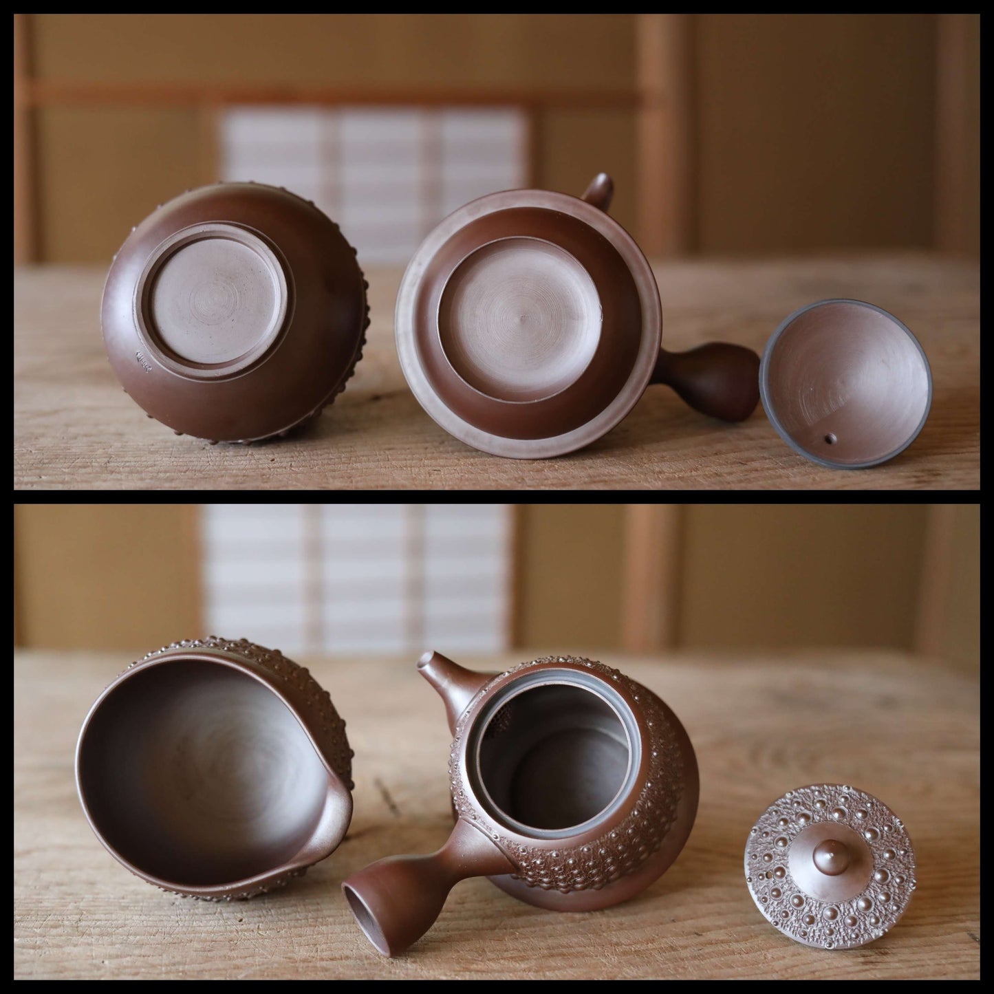 FINE! Japanese vintage ceramic BANKO kiln tea set, pot, 5cups, waste-water-container with Kanji signature SENCHA tableware Tea ceremony