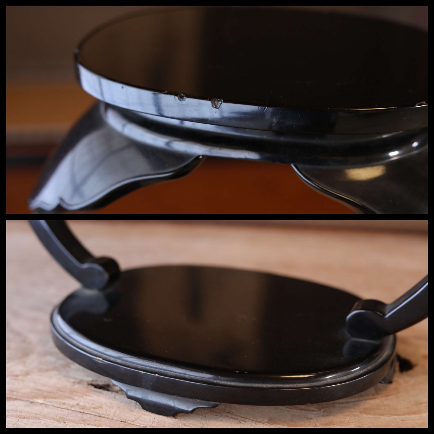 Large! Japanese furniture Wooden pedestal Decoration Stand antique black wood utensil for tea ceremony ikebana bonsai 1920sH17.1in/H36.5cm