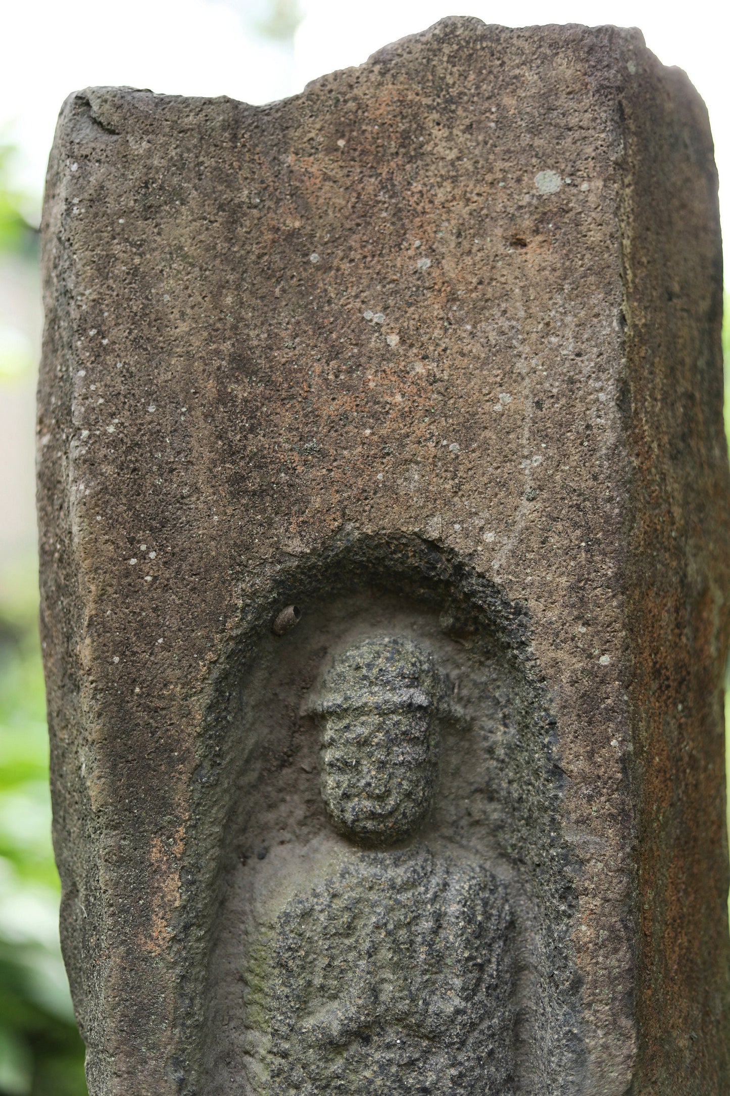 Large! Japanese antique 1800s garden stone sculpture statue of Buddha, temple garden outdoor furniture, religious statue H31.9in/H81cm