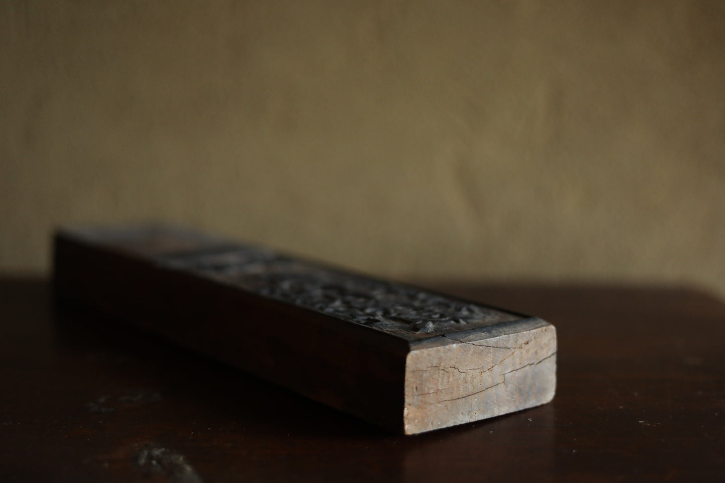 Japanese Antique 1800s wood block for ink printing Kanji ”Cutlery and Agricultural Equipment" woodblock hand carved H14.3×3.5in/H36.2×8.8cm
