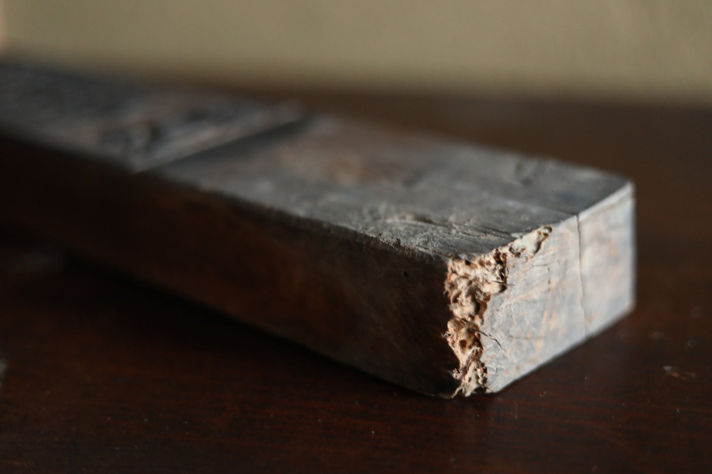 Japanese Antique 1800s wood block for ink printing Kanji ”Cutlery and Agricultural Equipment" woodblock hand carved H14.3×3.5in/H36.2×8.8cm