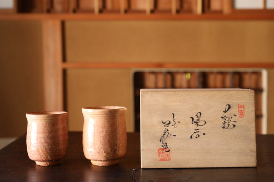Japanese vintage HAGI ware ceramic kiln Perfect tea cups set SENCHA with wooden box tableware Tea ceremony For GIFT