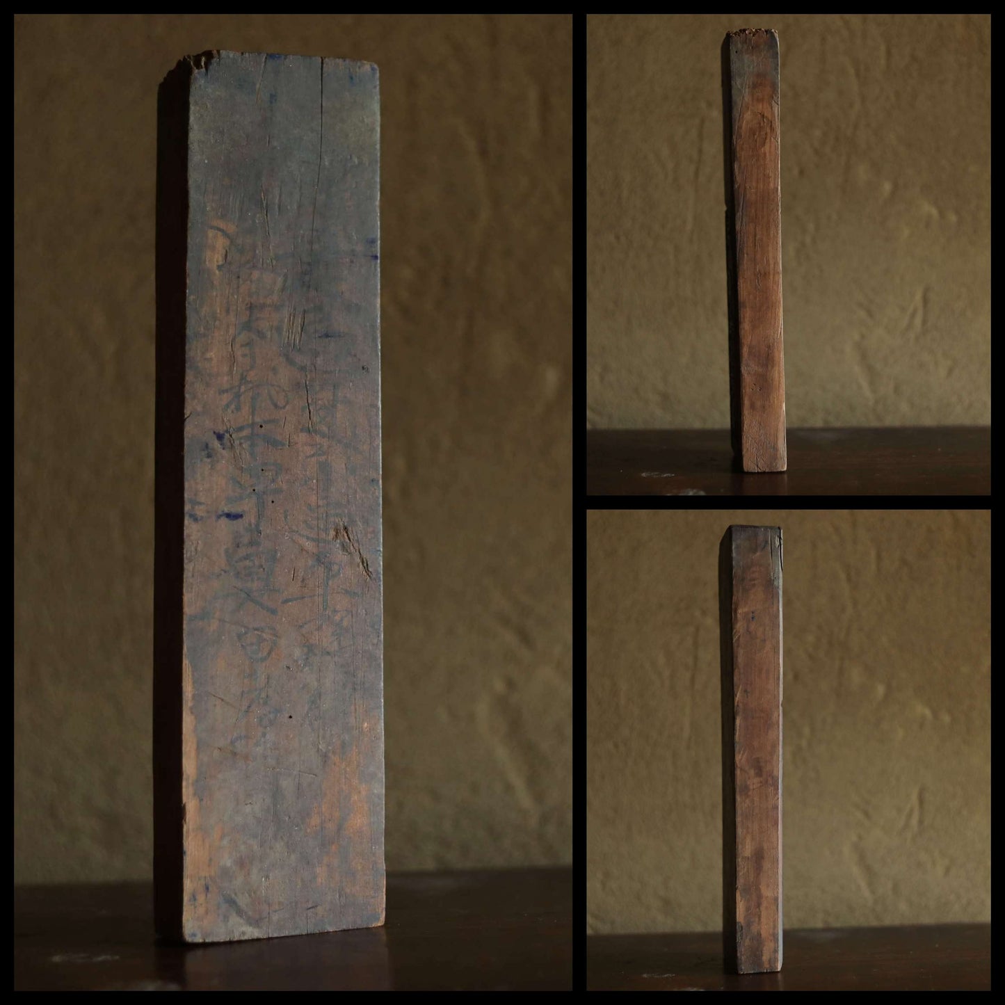 Japanese Antique 1800s wood block for ink printing Kanji ”Cutlery and Agricultural Equipment" woodblock hand carved H14.3×3.5in/H36.2×8.8cm