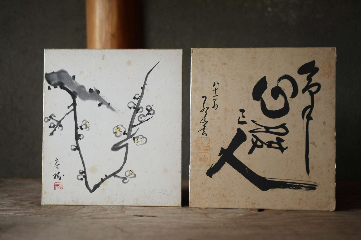 Japanese vintage set of 11 twelve hand paint Japanese calligraphy Flowers, stillness, waterfalls, etc"Shikishi" H8.3-13×W9.4in/H21-33×W24cm
