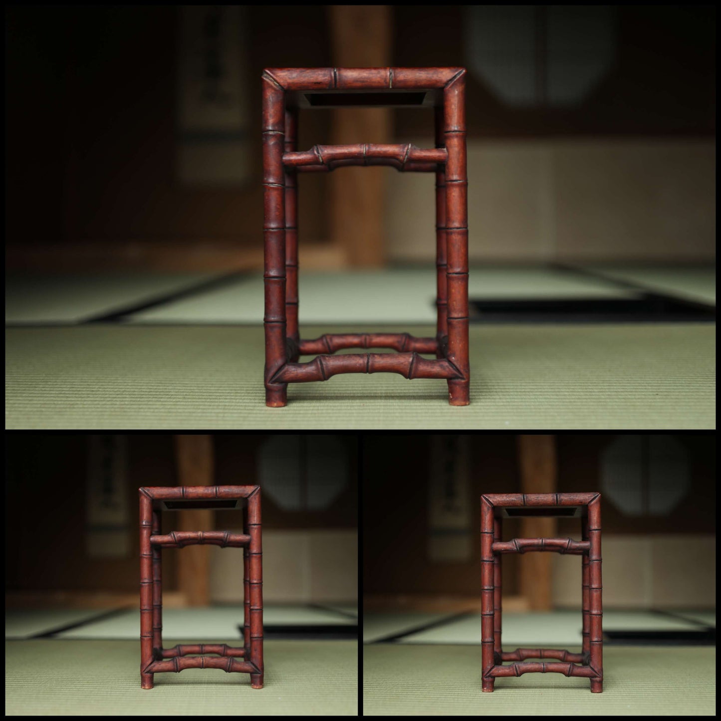 Japanese furniture Wooden Decoration Stand KARAKI bamboo designed pedestal for bonsai, vase, censer, suiseki H12in/30.5cm