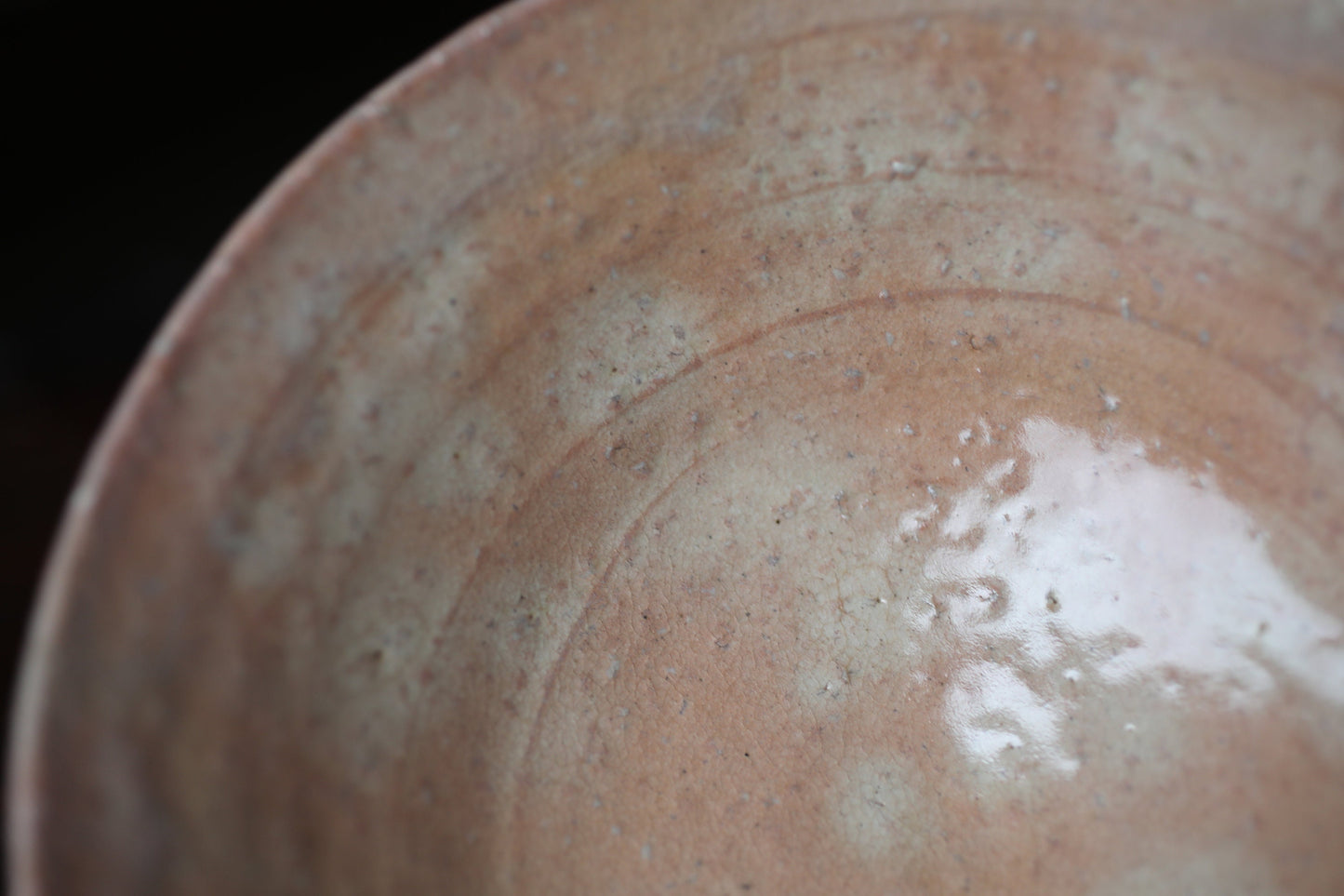 Green tea bowl Japanese vintage shallow CHAWAN 萩焼HAGI kiln ware handmade Matcha Cup Tea Ceremony pottery with box signature H2.4×6.1in