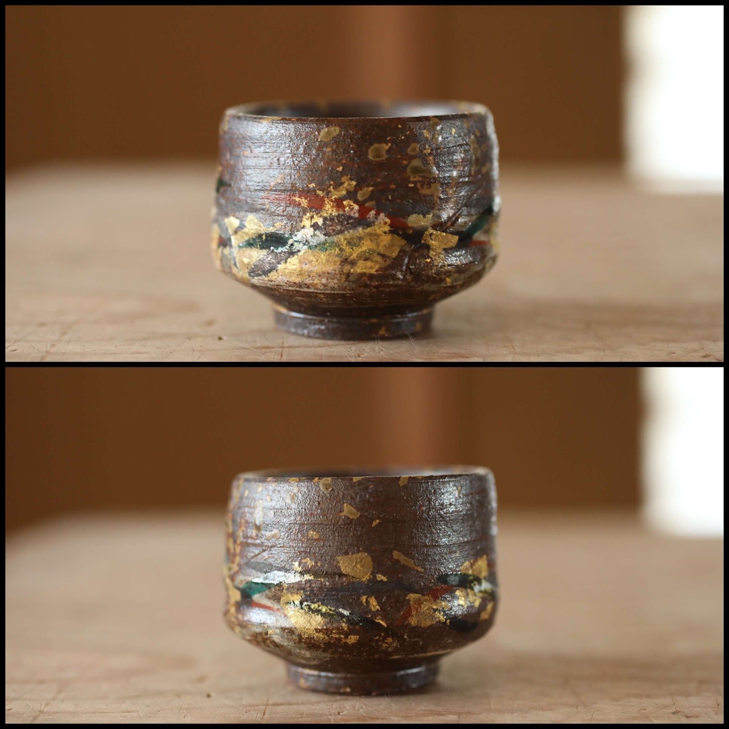Japanese Sake Cup GUINOMI with gold painting Kutani ware cup with wooden box with sign For GIFT 2.6in/6.5cm