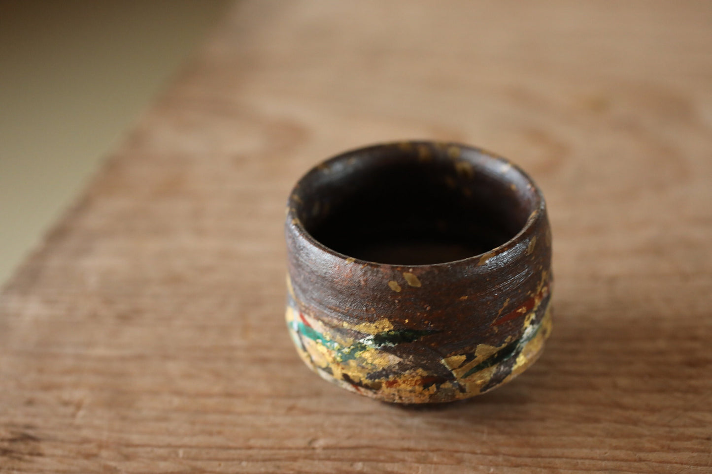 Japanese Sake Cup GUINOMI with gold painting Kutani ware cup with wooden box with sign For GIFT 2.6in/6.5cm
