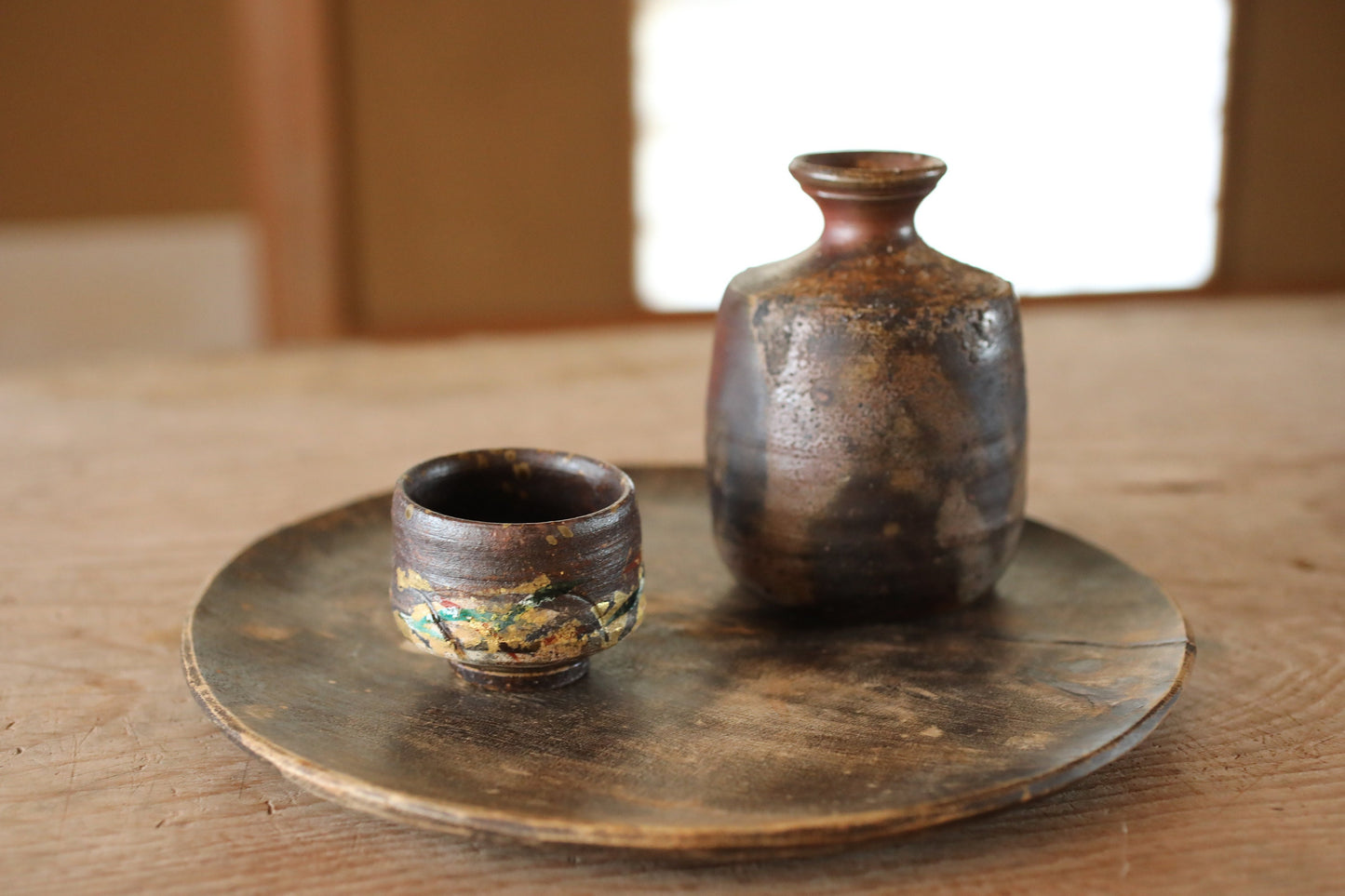 Japanese Sake Cup GUINOMI with gold painting Kutani ware cup with wooden box with sign For GIFT 2.6in/6.5cm