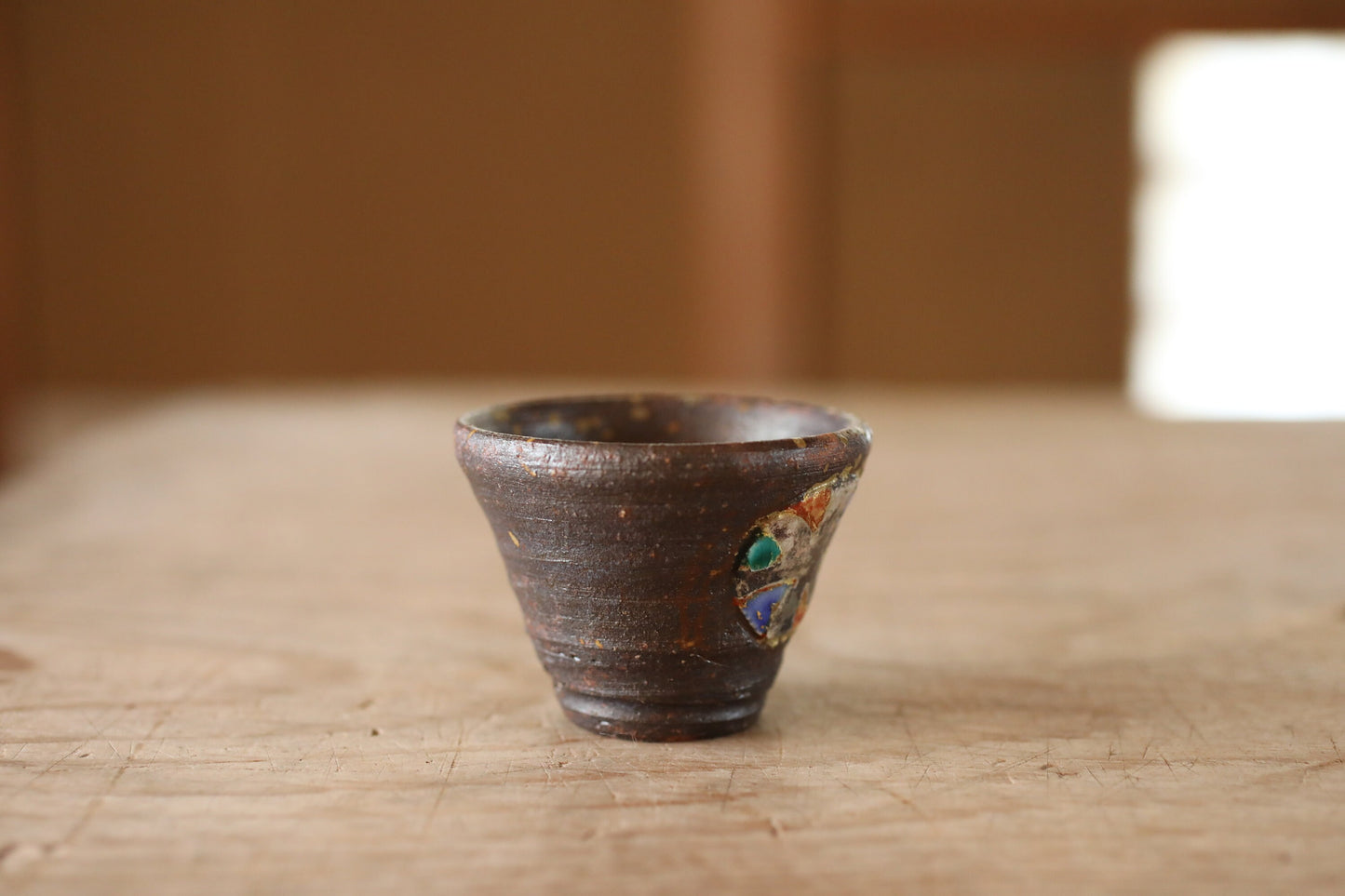 Japanese Sake Cup GUINOMI with gold painting Kutani ware cup with wooden box with sign For GIFT 2.6in/6.5cm