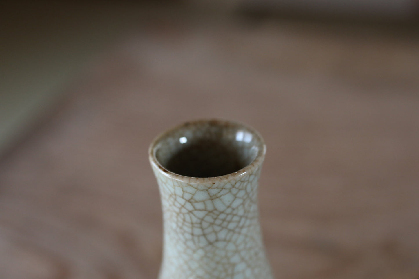 Japanese old ceramic small flower vase hand made INUYAMA ware with autumn leaves, single flower vase H6.7×2.8in/H16×7cm