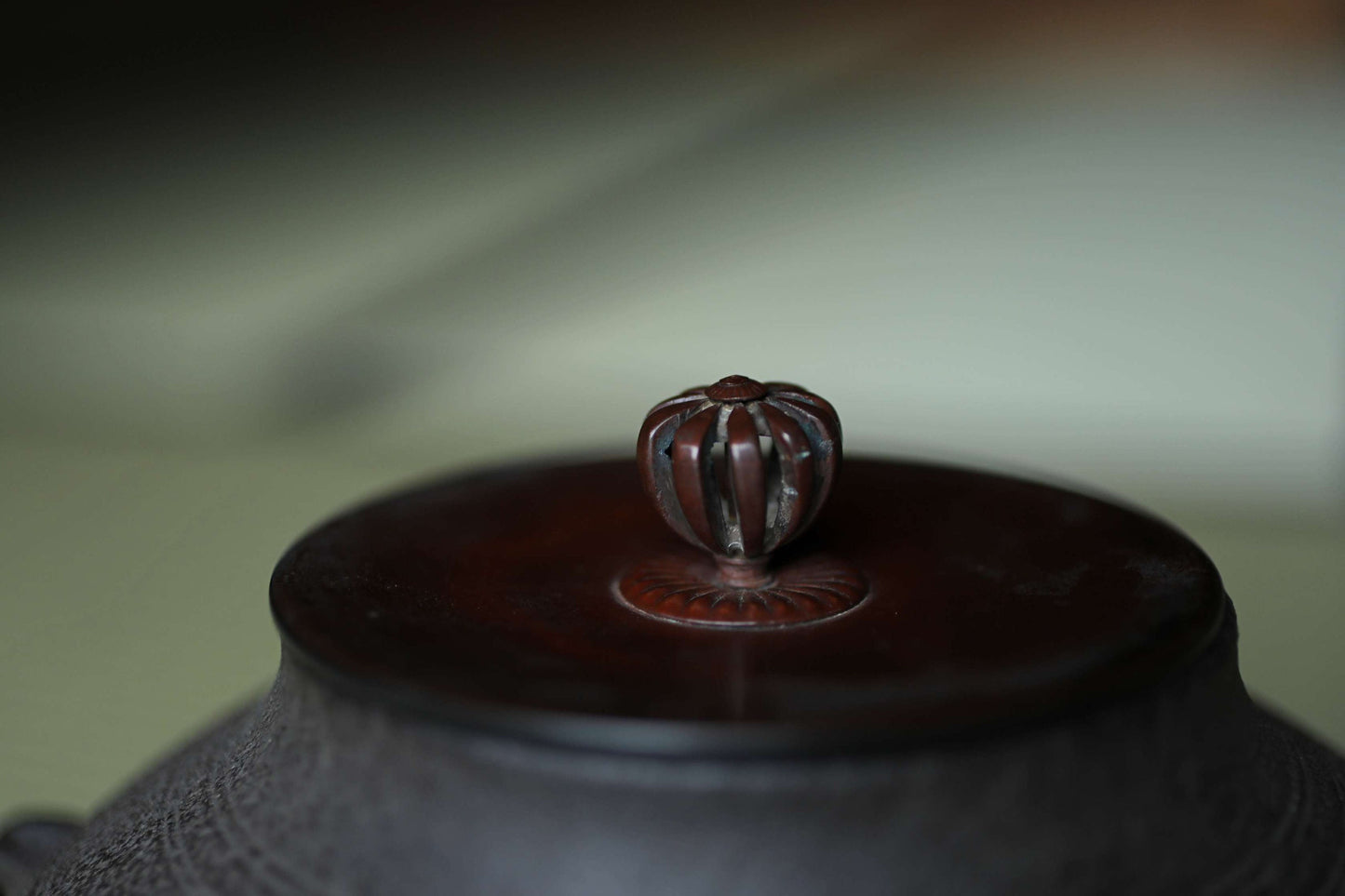 CHAGAMA and FURO Japanese antique bronze brazier and cast iron kettle, For Tea ceremony, Doan furo and Amida gama in 1970s