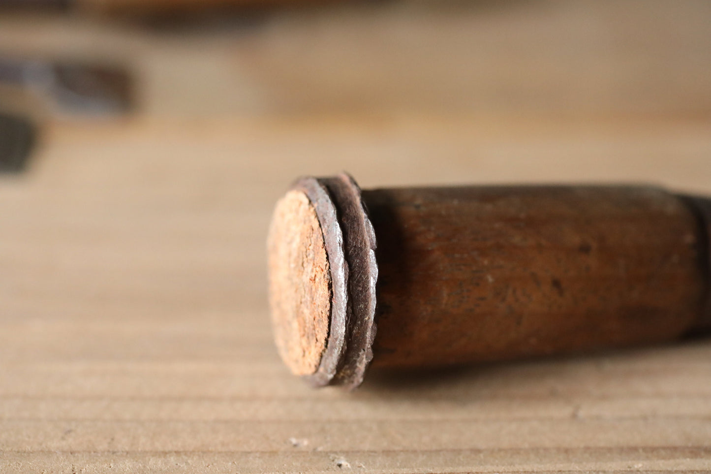 Set of worn out 4 Japanese vintage carpenter's chisels 鑿 "Nomi", used Japanese craftsman's carving tool in 1900s 6.1×1.2in/15.5x3cm
