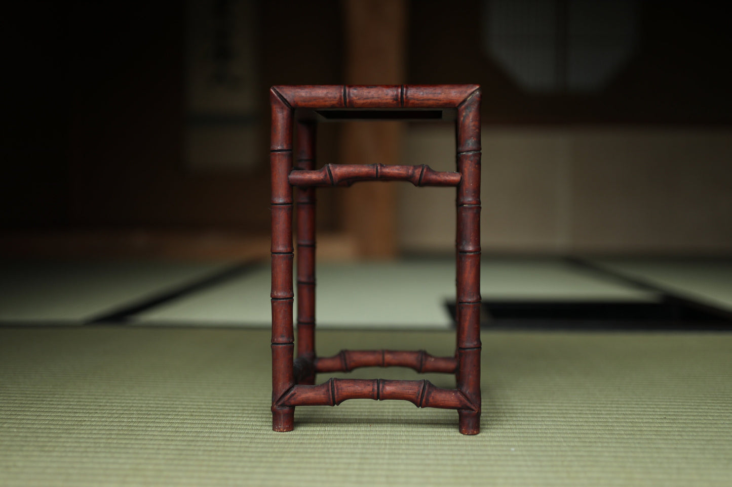 Japanese furniture Wooden Decoration Stand KARAKI bamboo designed pedestal for bonsai, vase, censer, suiseki H12in/30.5cm