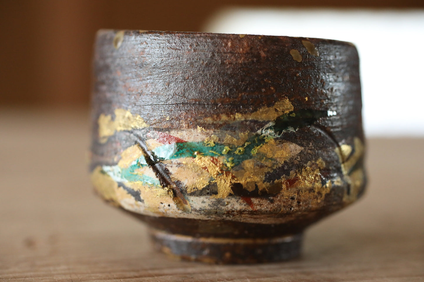 Japanese Sake Cup GUINOMI with gold painting Kutani ware cup with wooden box with sign For GIFT 2.6in/6.5cm