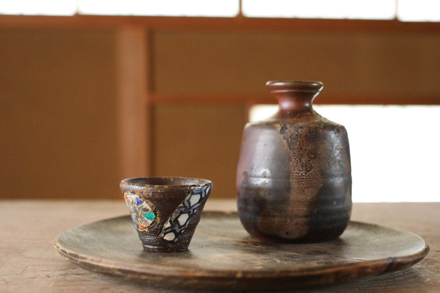 Japanese Sake Cup GUINOMI with gold painting Kutani ware cup with wooden box with sign For GIFT 2.6in/6.5cm