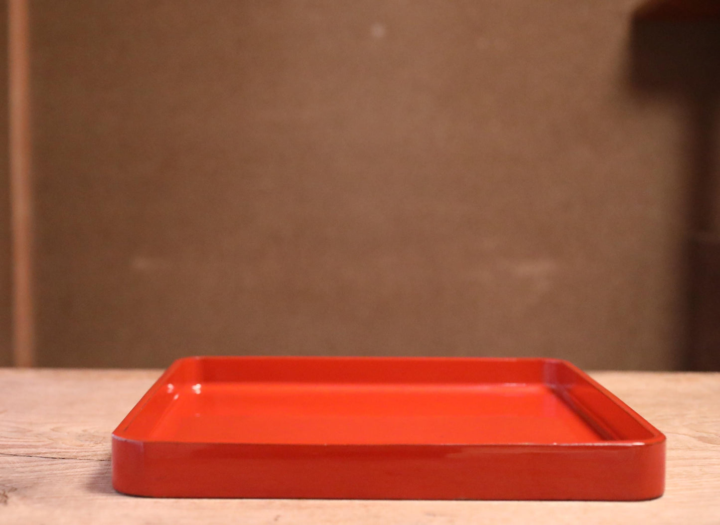 Japanese 1920s URUSHI lacquer square tray OBON red urushi wooden tableware Tea ceremony OZEN 14.4×14.4in/36.5×36.5cm