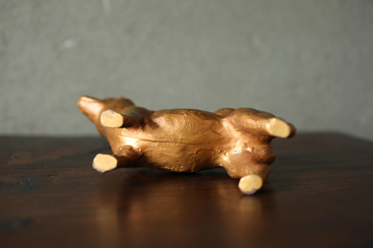 Japanese metal craft animals SHIBAINU DOG doll gold color made of metal ornament H5.9×7.1in/H15×18cm