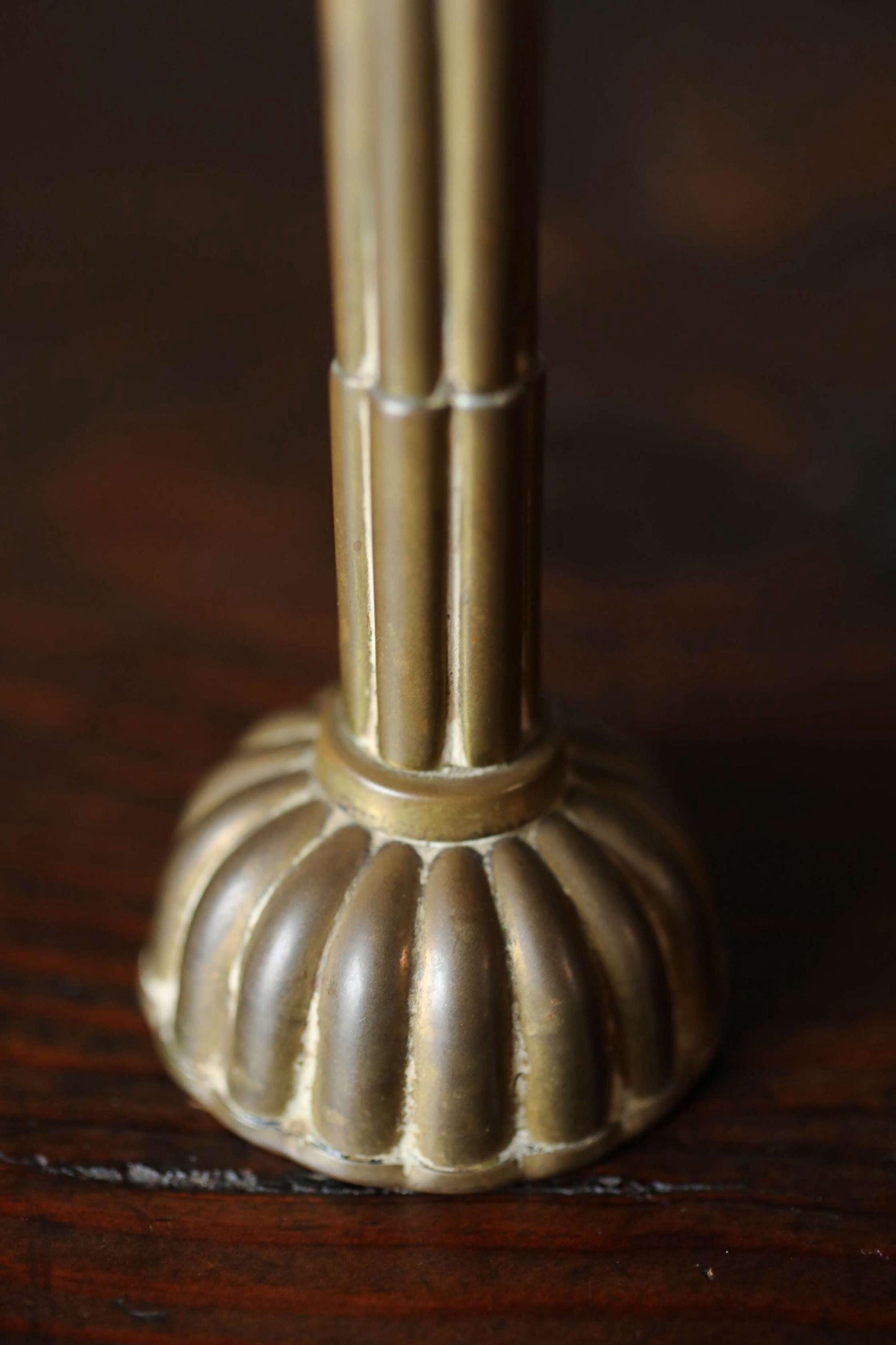 Japanese Antique Brass metal Gold candle holder carving Flower Shape Candlestick metal Lantern Shokudai From Buddhist temple H8.7in/H22cm