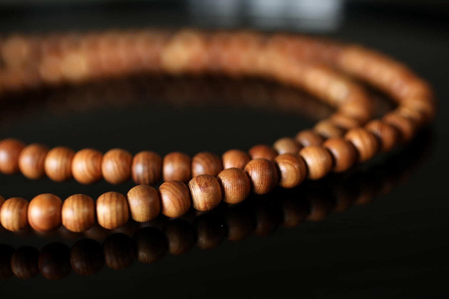 Japanese vintage buddhist Prayer Rosary Koya cedar wooden beads, silk tassels, Shingon sect, JUZU Power stone Meditation Zen with wood box