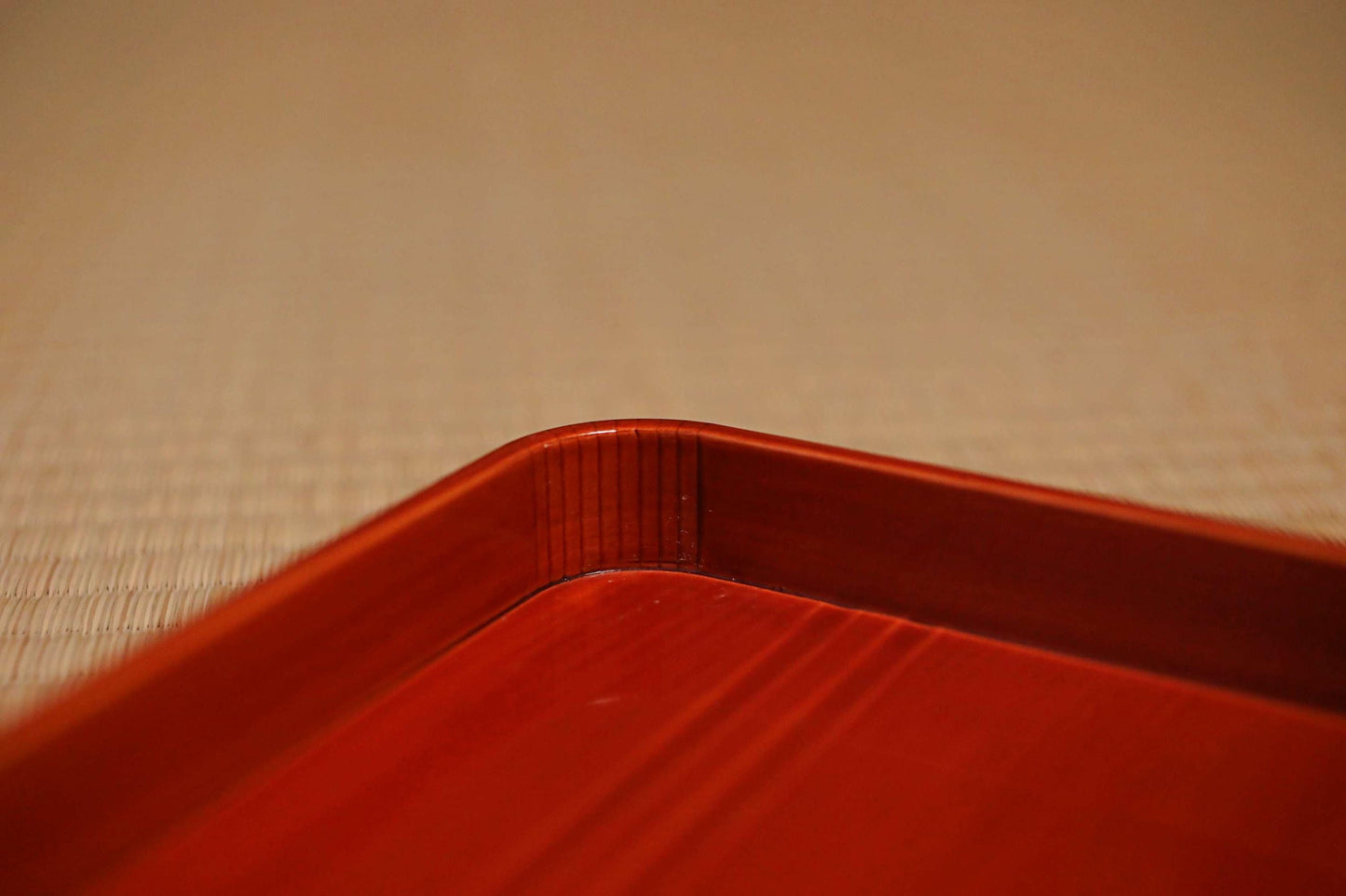 Set of 5 Japanese Vintage Lacquer tray "obon" wooden reddish brown Shunkei Lacquer for tea ceremony H1.1 x W13in/3.3 x 33cm