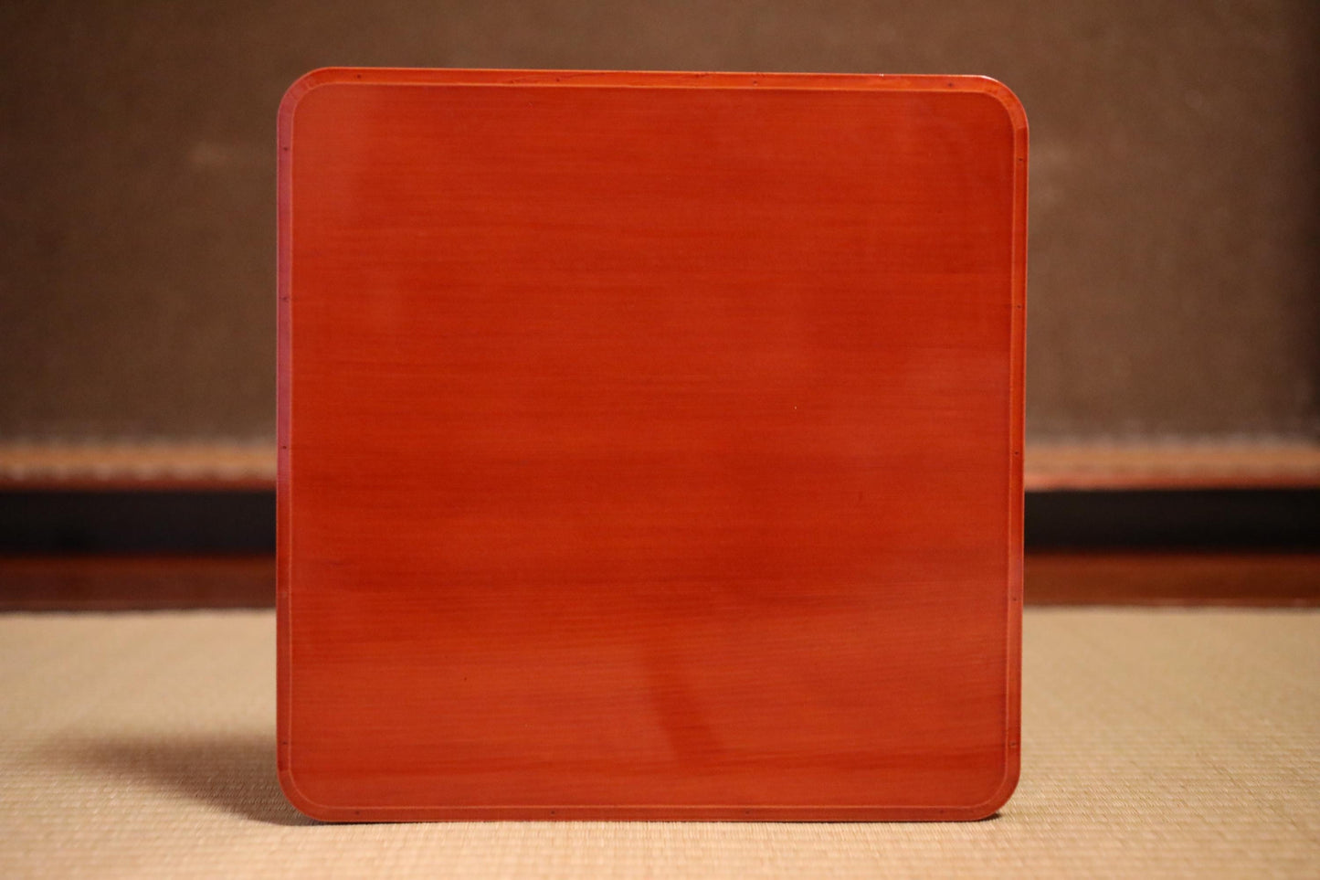 Set of 5 Japanese Vintage Lacquer tray "obon" wooden reddish brown Shunkei Lacquer for tea ceremony H1.1 x W13in/3.3 x 33cm