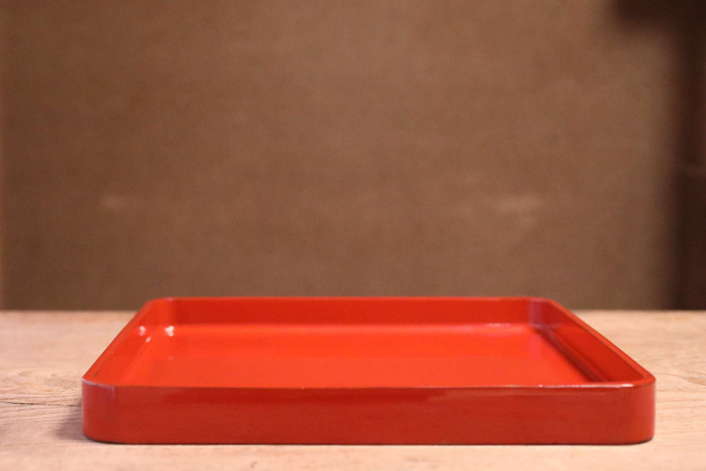 Japanese 1920s URUSHI lacquer square tray OBON red urushi wooden tableware Tea ceremony OZEN 14.4×14.4in/36.5×36.5cm