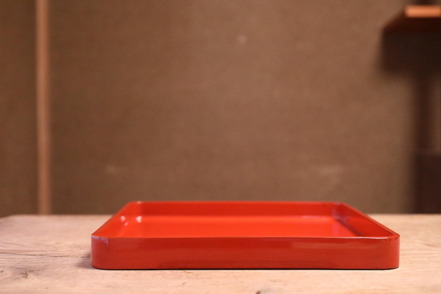 Japanese 1920s URUSHI lacquer square tray OBON red urushi wooden tableware Tea ceremony OZEN 14.4×14.4in/36.5×36.5cm