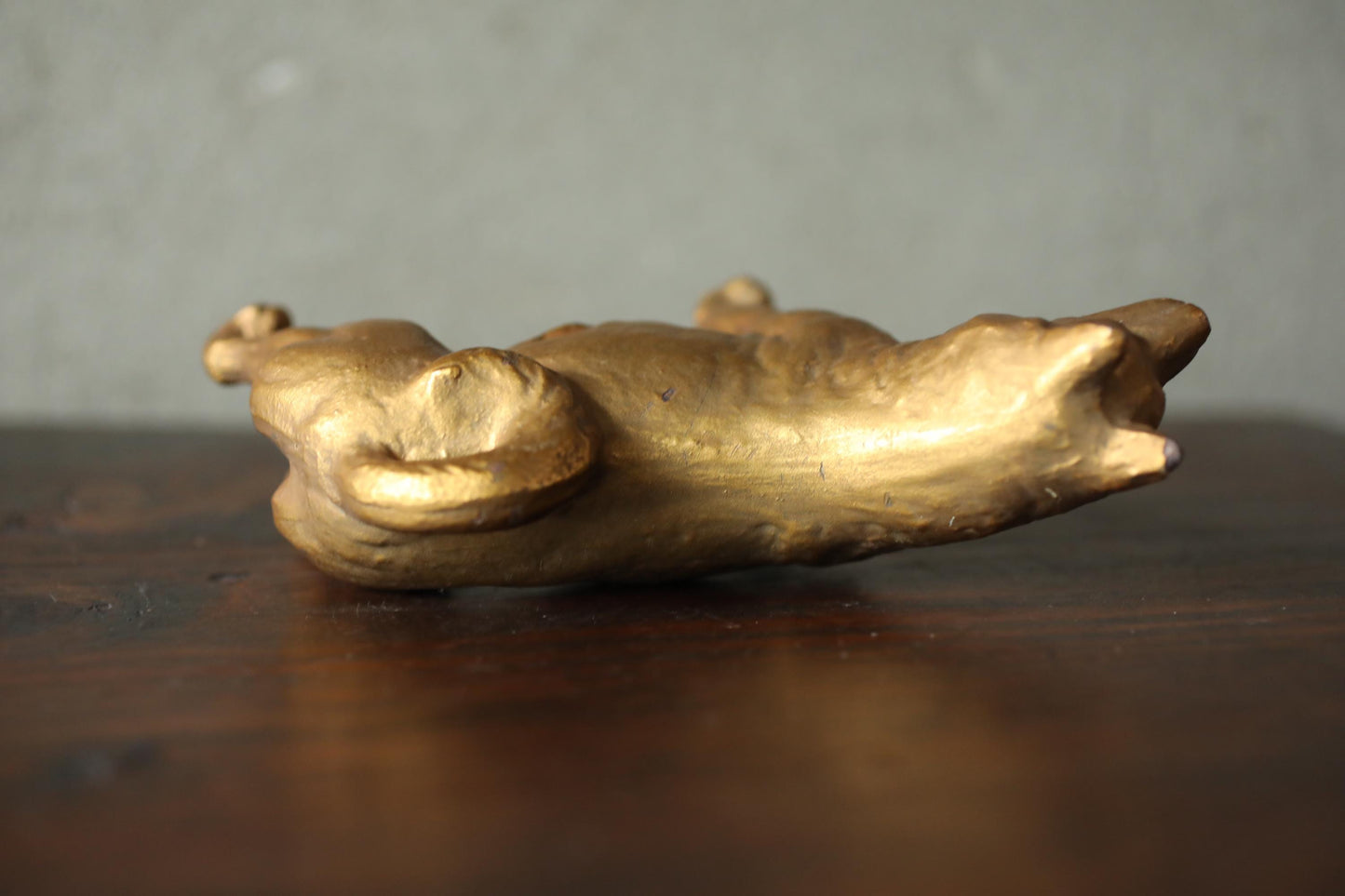 Japanese metal craft animals SHIBAINU DOG doll gold color made of metal ornament H5.9×7.1in/H15×18cm