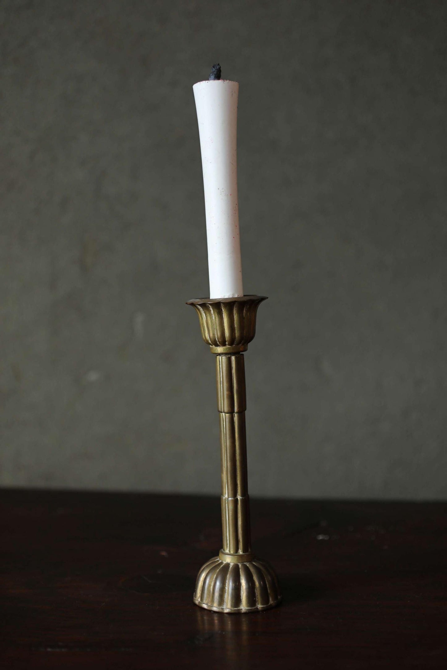 Japanese Antique Brass metal Gold candle holder carving Flower Shape Candlestick metal Lantern Shokudai From Buddhist temple H8.7in/H22cm