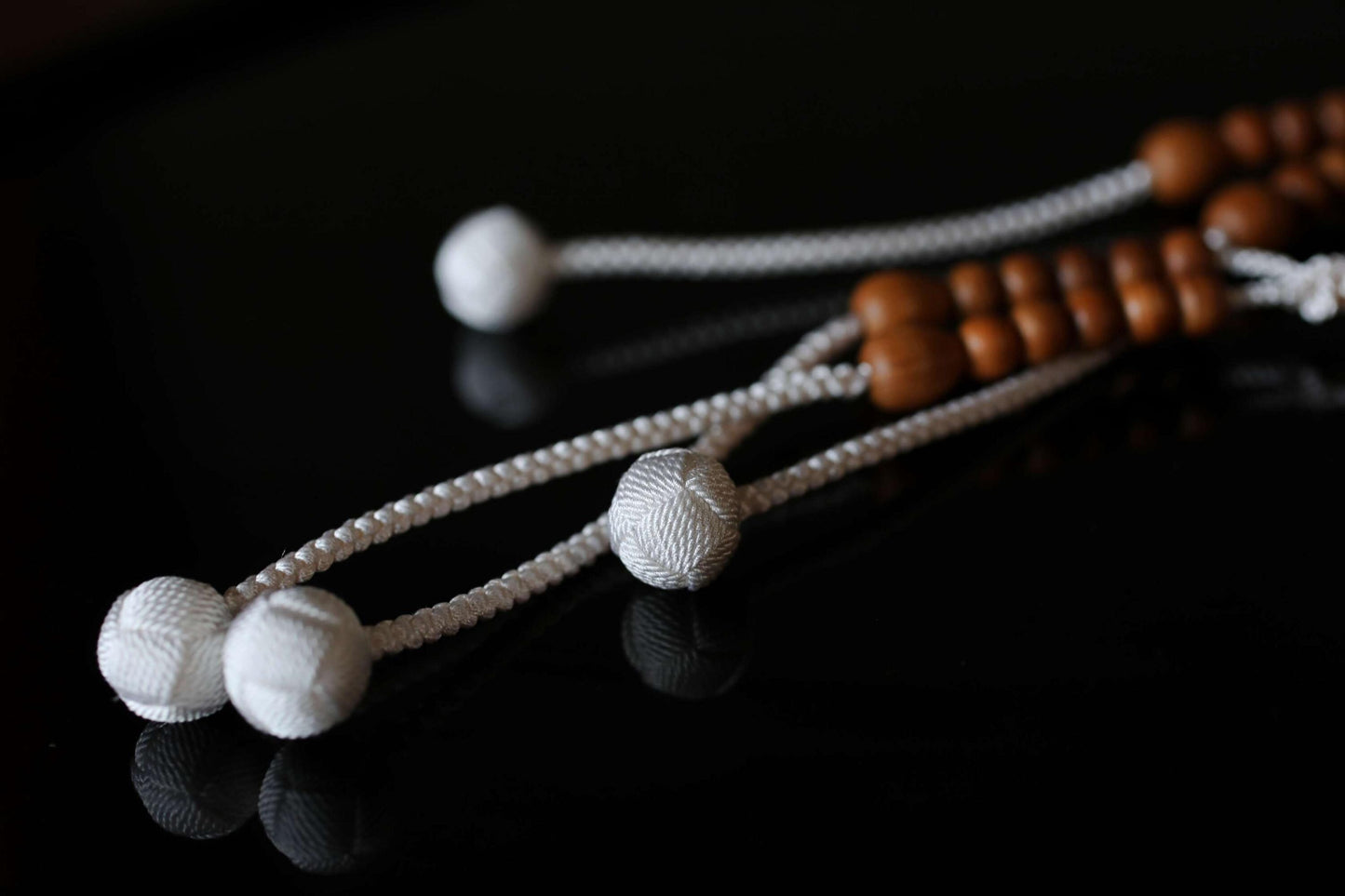 Japanese vintage buddhist Prayer Rosary Koya cedar wooden beads, silk tassels, Shingon sect, JUZU Power stone Meditation Zen with wood box
