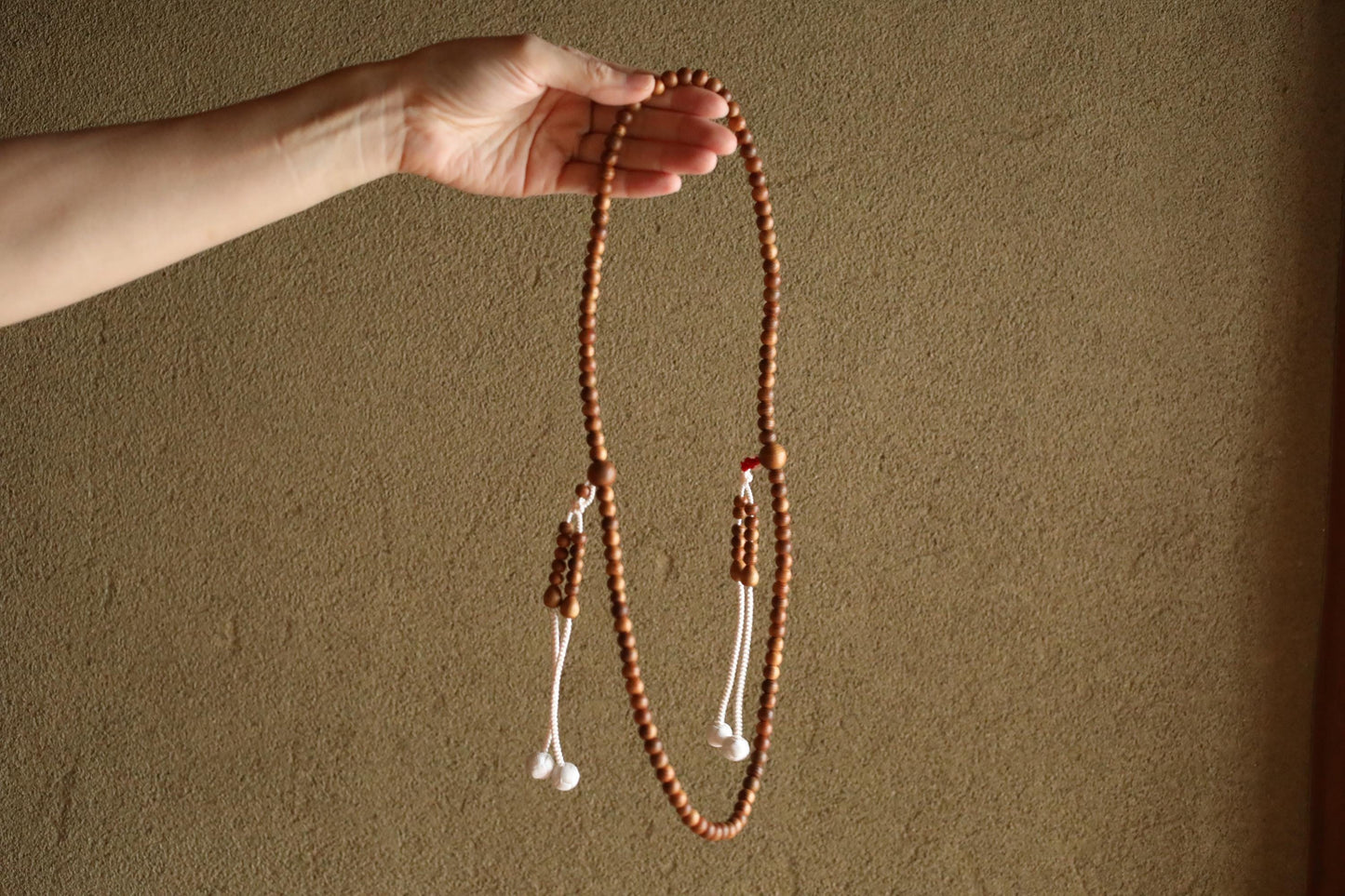 Japanese vintage buddhist Prayer Rosary Koya cedar wooden beads, silk tassels, Shingon sect, JUZU Power stone Meditation Zen with wood box