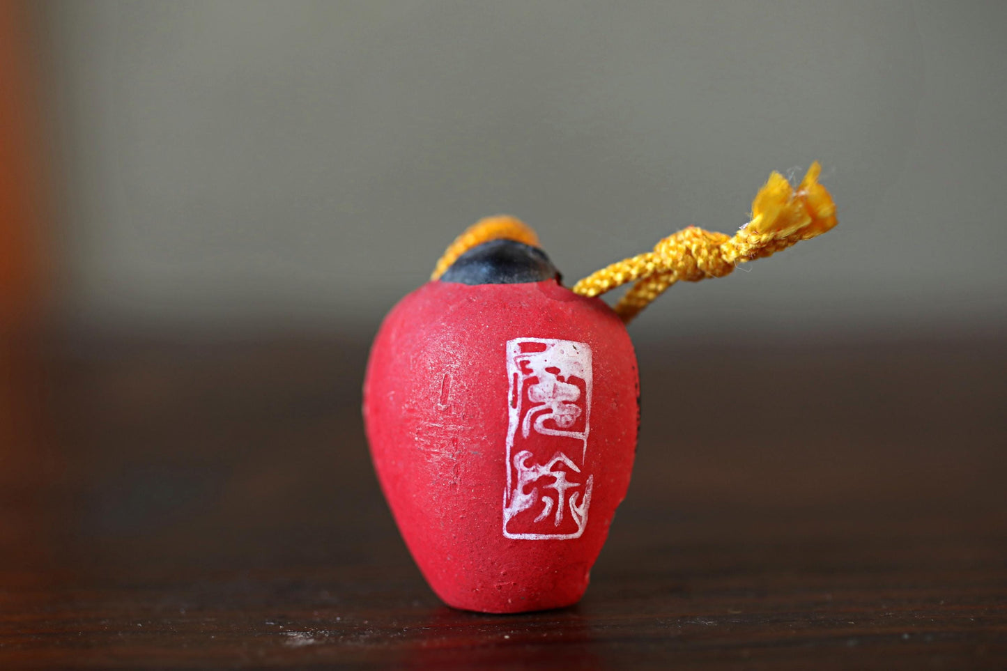 Japanese vintage small pottery bell TENGU doll ornament, Christmas Ornaments Japanese vintage small bell H1.8in/H4.5cm