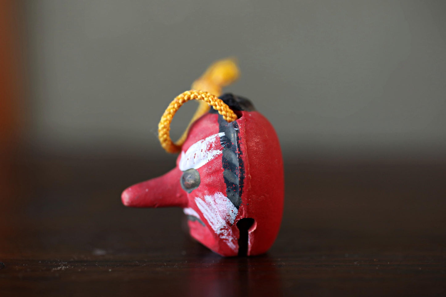 Japanese vintage small pottery bell TENGU doll ornament, Christmas Ornaments Japanese vintage small bell H1.8in/H4.5cm