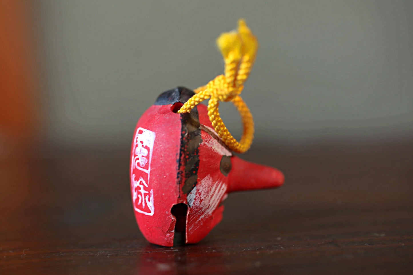 Japanese vintage small pottery bell TENGU doll ornament, Christmas Ornaments Japanese vintage small bell H1.8in/H4.5cm