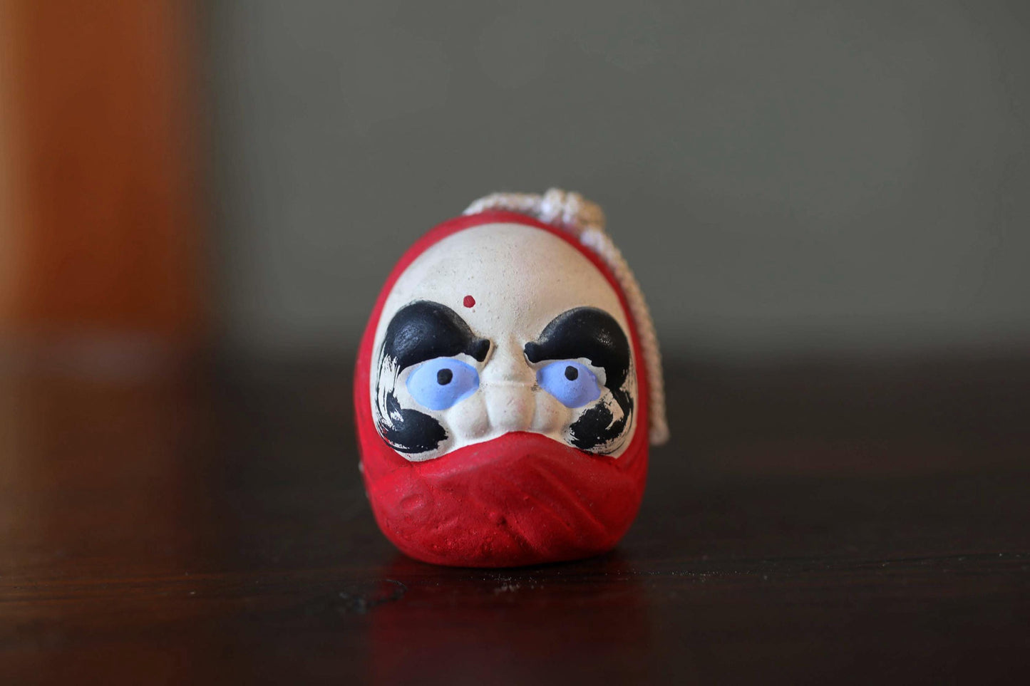 Japanese vintage pottery bell character DARUMA ornament Paper weight, Japanese ornament small bell H2.2×1.7×2in/H5.5×4.2×5.2cm