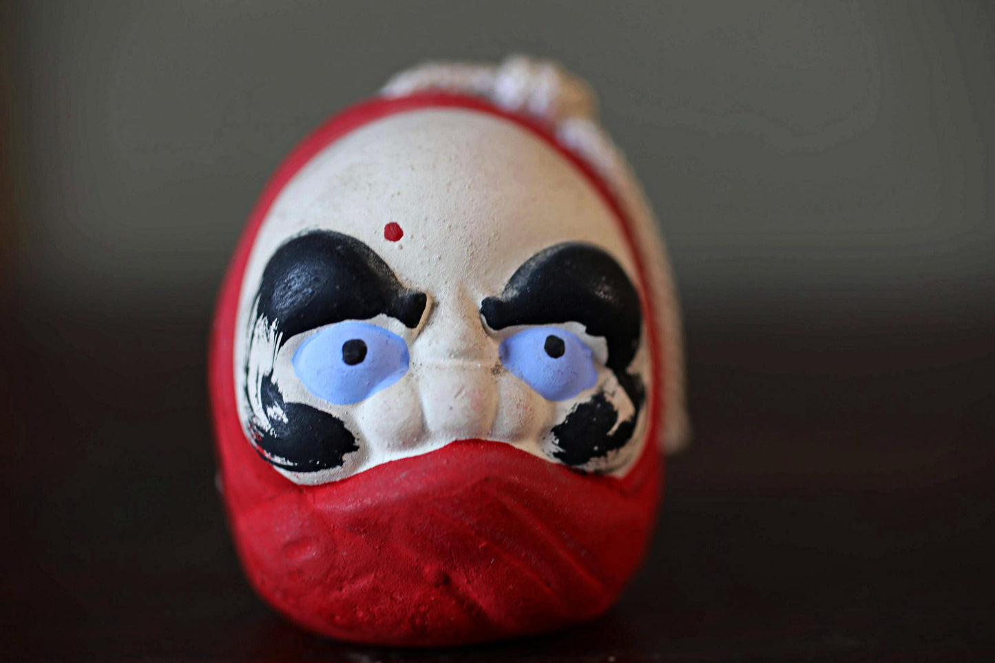 Japanese vintage pottery bell character DARUMA ornament Paper weight, Japanese ornament small bell H2.2×1.7×2in/H5.5×4.2×5.2cm