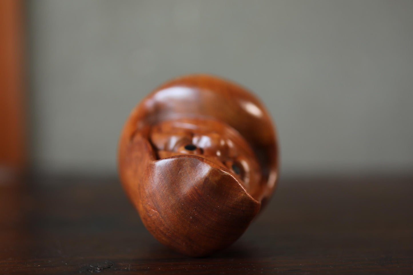 Japanese character DARUMA small doll hand carved made of wood, vintage Ornament Figurine of traditional H3.9in/H10cm